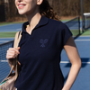 Pique Polo Navy - CourtLife tennis, golf, pickleball apparel, bags, and accessories for women