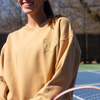 Tennis Racquets Sleeves Sweatshirt Camel - CourtLife tennis, golf, pickleball apparel, bags, and accessories for women