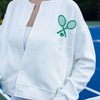The Tennis Jacket Ivory Green - CourtLife tennis, golf, pickleball apparel, bags, and accessories for women