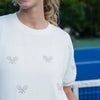 Tennis Racquets Sweatshirt Tee Ivory - CourtLife tennis, golf, pickleball apparel, bags, and accessories for women