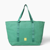 Green CourtLife Rally Tote front view, a canvas sports bag for tennis and pickleball with tonal straps and yellow logo