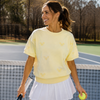 Tennis Racquets Sweatshirt Tee Yellow - CourtLife tennis, golf, pickleball apparel, bags, and accessories for women