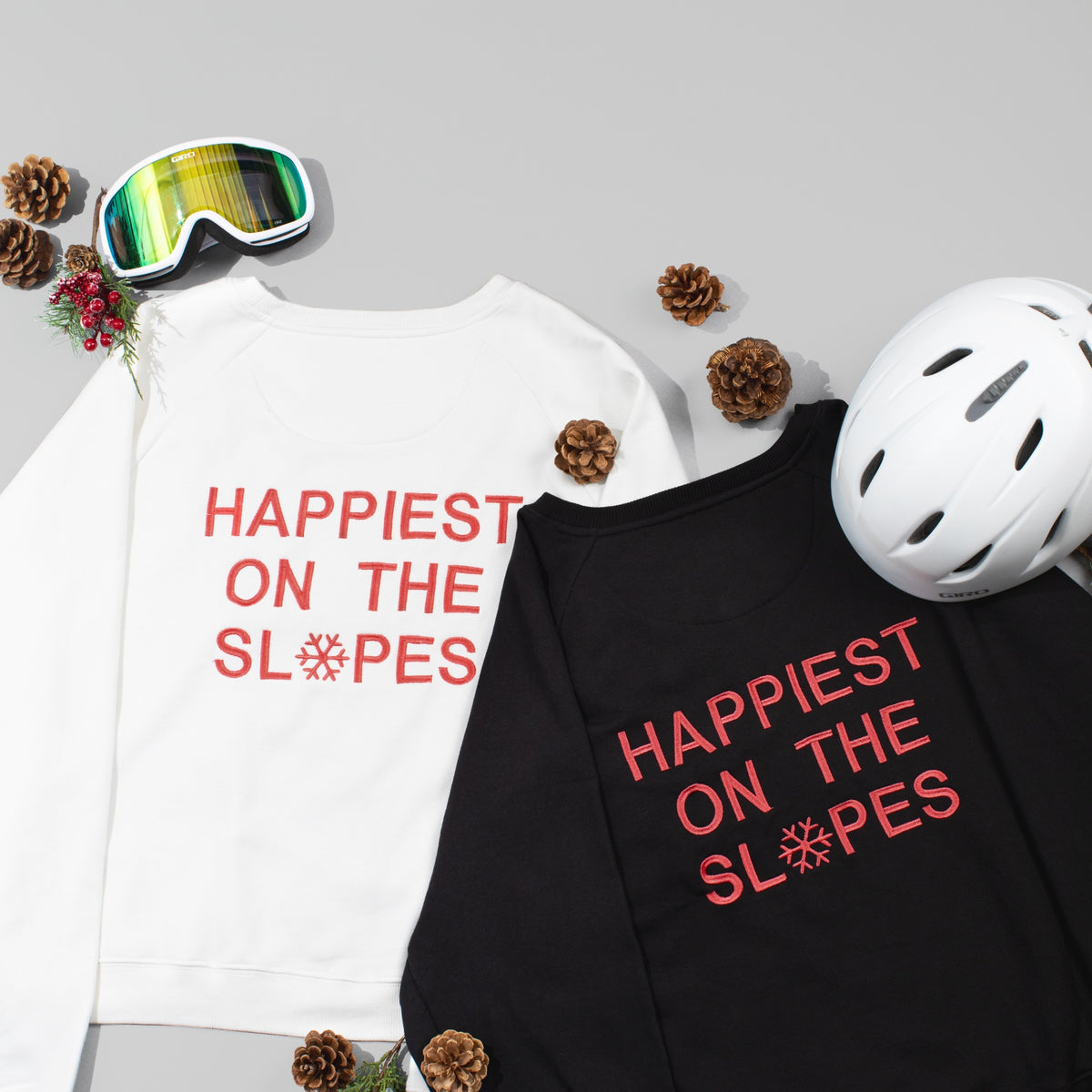 Happiest on the Slopes™ Skiing Snowboarding Sweatshirt CourtLife Tennis
